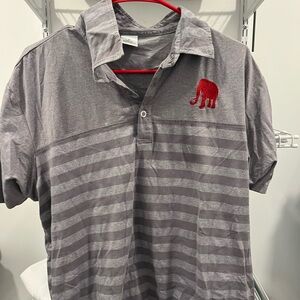 Not Rated Gray Striped Polo with Red Accent